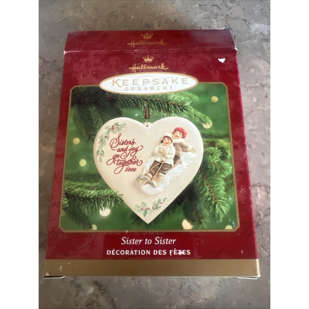 Hallmark 2000 Keepsake Christmas Ornament Sister to Sister Porcelain Heart